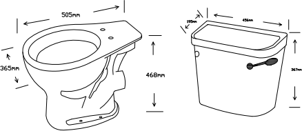 Additional image for Doc M Low Level Toilet Pack With Lever Flush & Blue Rails.