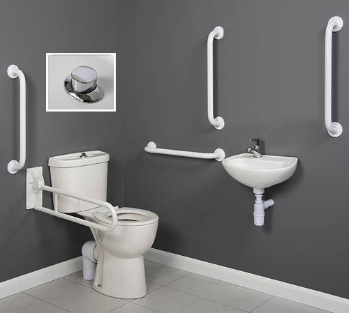 Additional image for Doc M Close Coupled Pack With Push Button Flush & White Rails.