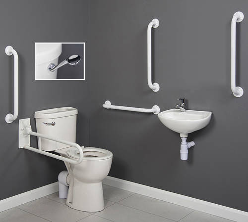 Additional image for Doc M Close Coupled Pack With Low Lever Flush & White Rails.