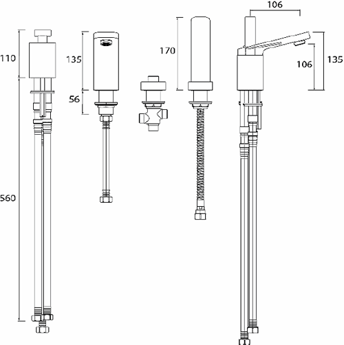 Additional image for 4 Hole Bath Shower Mixer Tap (Chrome).