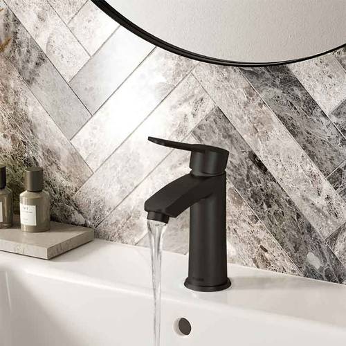 Additional image for Eco Start Basin Mixer Tap With Clicker Waste (Black).