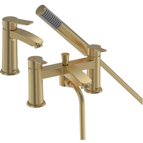 Additional image for Eco Basin Mixer & Bath Shower Mixer Tap Pack (Brushed Brass).