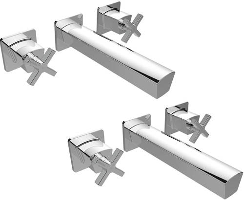 Additional image for Wall Mounted Basin & Bath Filler Tap Pack (Chrome).
