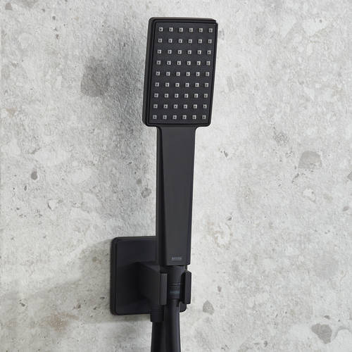 Additional image for Shower Pack With Arm, Square Head & Handset (Matt Black).