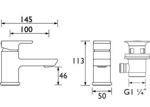 Additional image for Mono Basin Mixer Tap With Clicker Waste (Black).