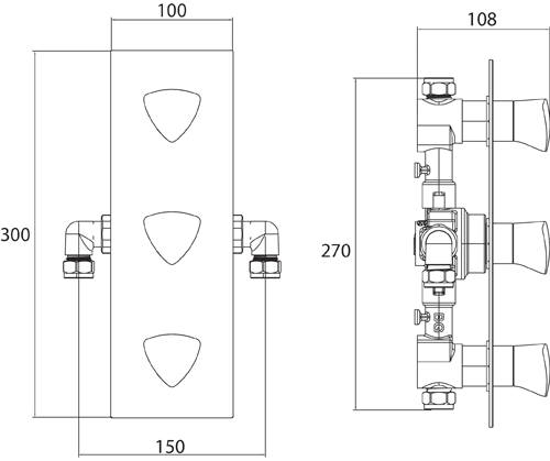 Additional image for Concealed Shower Valve (2 Outlets, Chrome).