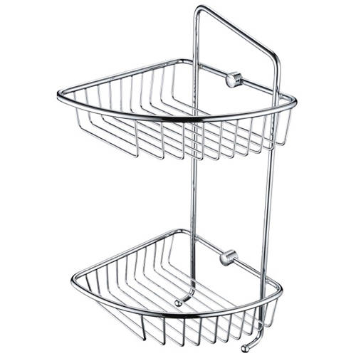 Additional image for Two Tier Wall Fixed Wire Basket (Chrome).