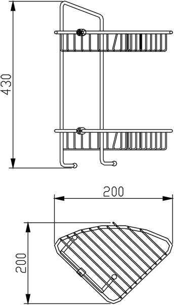 Additional image for Two Tier Wall Fixed Wire Basket (Chrome).