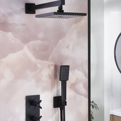 Additional image for Shower Pack With Fixed Head & Kit (Matt Black).