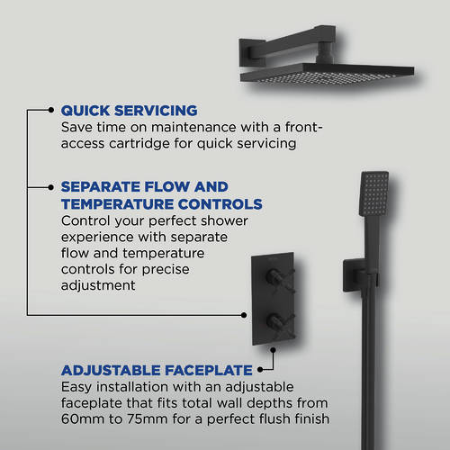 Additional image for Shower Pack With Fixed Head & Kit (Matt Black).