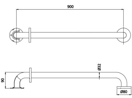 Additional image for Shower Grab Rail 900mm (Stainless Steel).