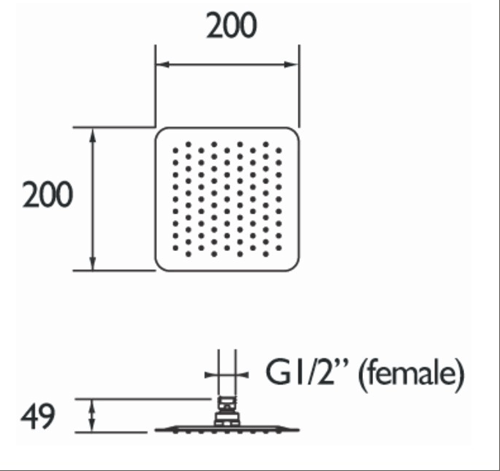 Additional image for Square Fixed Shower Head (200x200mm, S Steel).
