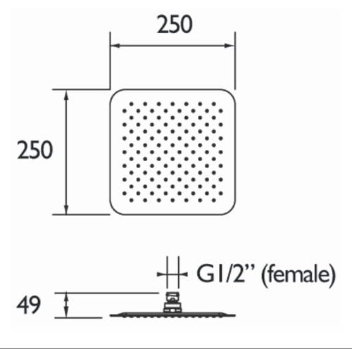 Additional image for Square Fixed Shower Head (250x250mm, S Steel).