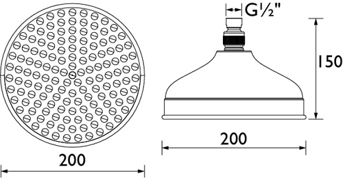 Additional image for Traditional Round Shower Head (200mm, Chrome).