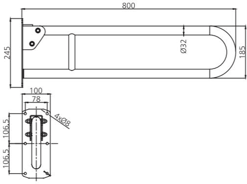 Additional image for Hinged Grab Rail 800mm (Blue).