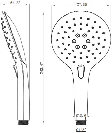 Additional image for Push Button 3 Function Shower Handset (Chrome).