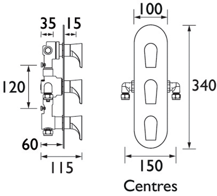 Additional image for Concealed Shower Valve (3 Outlets, Chrome).