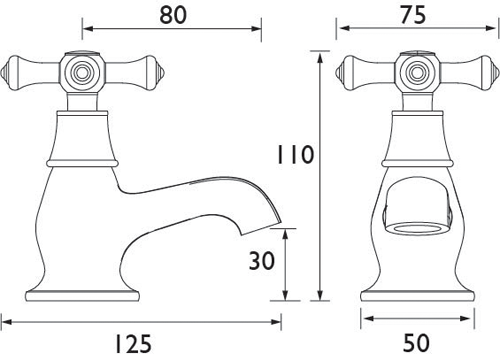 Additional image for Bath Taps (Pair, Chrome).
