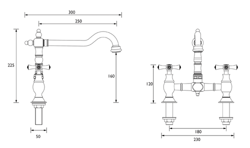 Additional image for Colonial Bridge Mixer Kitchen Tap (Brushed Nickel).
