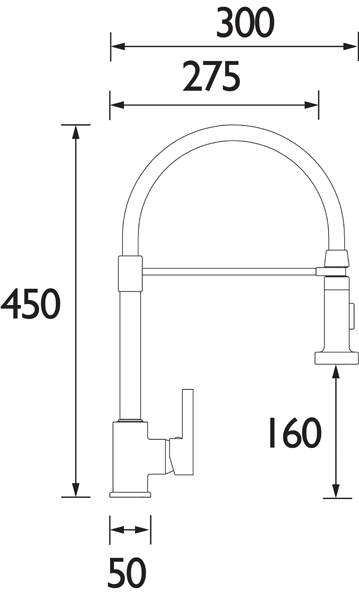 Additional image for Liquorice Pro Kitchen Tap With Pull Down Spray (Chrome).