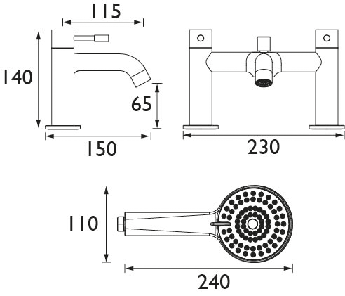 Additional image for Bath Shower Mixer Tap (Black).