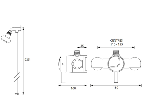 Additional image for Thermostatic Shower Valve With Rigid Riser (Chrome).