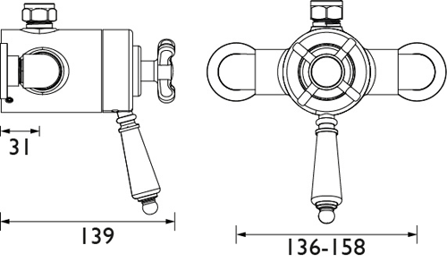 Additional image for Exposed Shower Valve With Dual Controls (1 Outlet, Chrome).