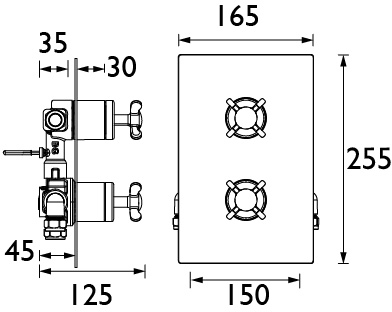 Additional image for Concealed Shower Valve With Dual Controls (1 Outlet, Chrome).