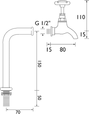 Additional image for Bib Taps With Up Stands (Pair, Chrome Plated).