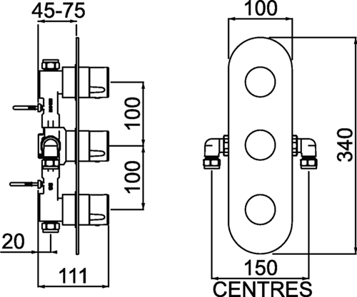Additional image for Thermostatic Dual Shower Valve With 2 x Stopcocks CLEARANCE.