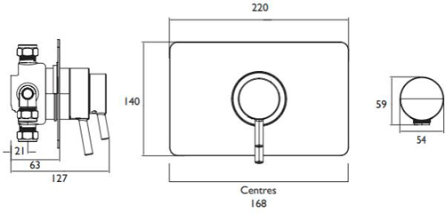 Additional image for Concealed Dual Control Shower Valve With Back Plate (Chrome).