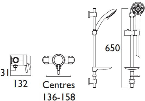 Additional image for Exposed Dual Control Shower Valve With Slide Rail Kit (Chrome).