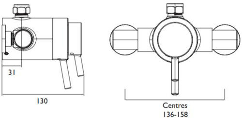 Additional image for Exposed Dual Control Shower Valve (1 Top Outlet, Chrome).