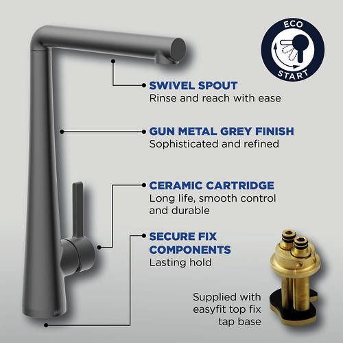 Additional image for Easyfit Mixer Kitchen Tap With Eco Start (Gunmetal).
