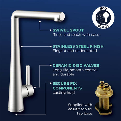 Additional image for Easyfit Mixer Kitchen Tap With Eco Start (Stainless Steel).