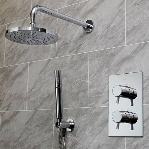 Additional image for Shower Pack With Arm, Round Head & Handset (Chrome).