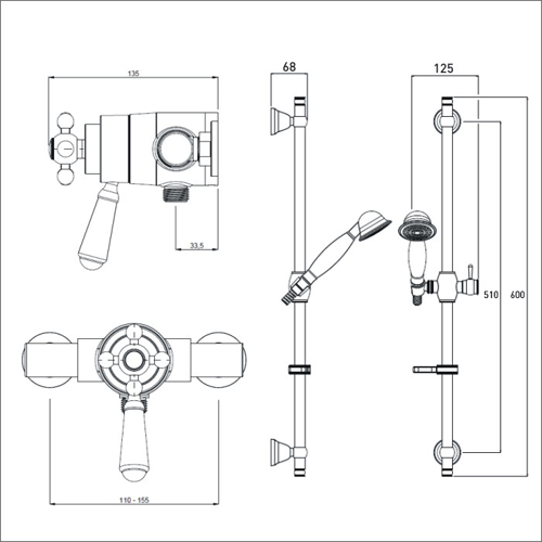 Additional image for Exposed Shower Valve With Slide Rail Kit (Chrome).