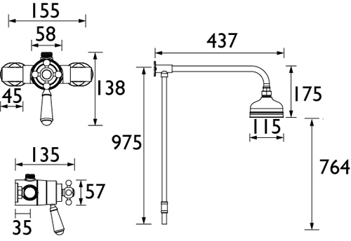 Additional image for Exposed Shower Valve With Rigid Riser Kit (Chrome).