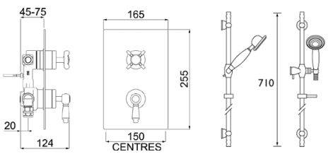 Additional image for Thermostatic Recessed Dual Control Shower Pack.