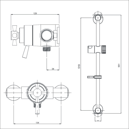 Additional image for Exposed Shower Valve With Slide Rail Kit (Chrome).