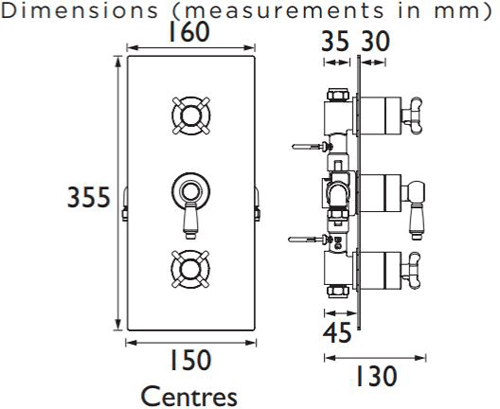 Additional image for Concealed Shower Valve (2 Outlets, Chrome).