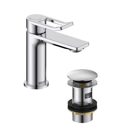 Additional image for Eco Start Small Basin Mixer Tap With Clicker Waste (Chrome).
