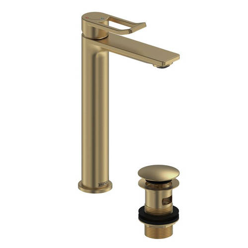 Additional image for Eco Start Tall Basin Mixer Tap With Clicker Waste (Br Brass).