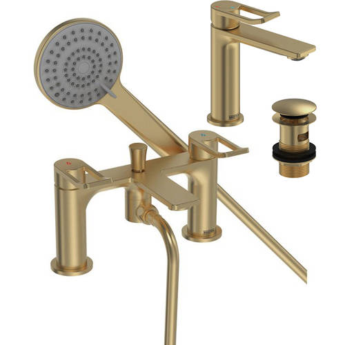 Additional image for Eco Basin Mixer & Bath Shower Mixer Tap Pack (Brushed Brass).