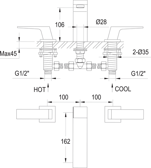 Additional image for 3 Hole Basin & Bath Filler Tap Pack (Chrome).