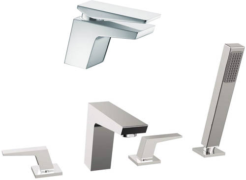 Additional image for Mono Basin & 4 Hole Bath Shower Mixer Tap Pack (Chrome).