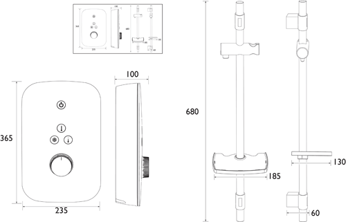 Additional image for Thermostatic Electric Shower 8.5kW (White).