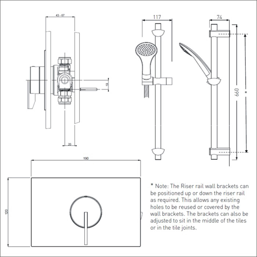 Additional image for Concealed Shower Valve With Slide Rail Kit (Chrome).