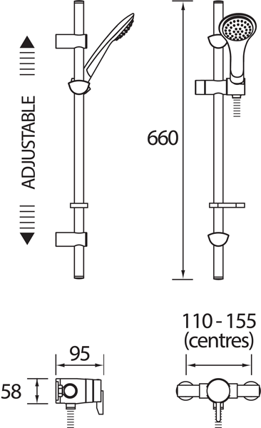 Additional image for Exposed Shower Valve With Slide Rail Kit (Chrome).