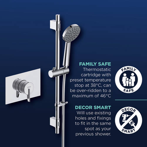 Additional image for Concealed Mini Shower Valve With Slide Rail Kit (Chrome).